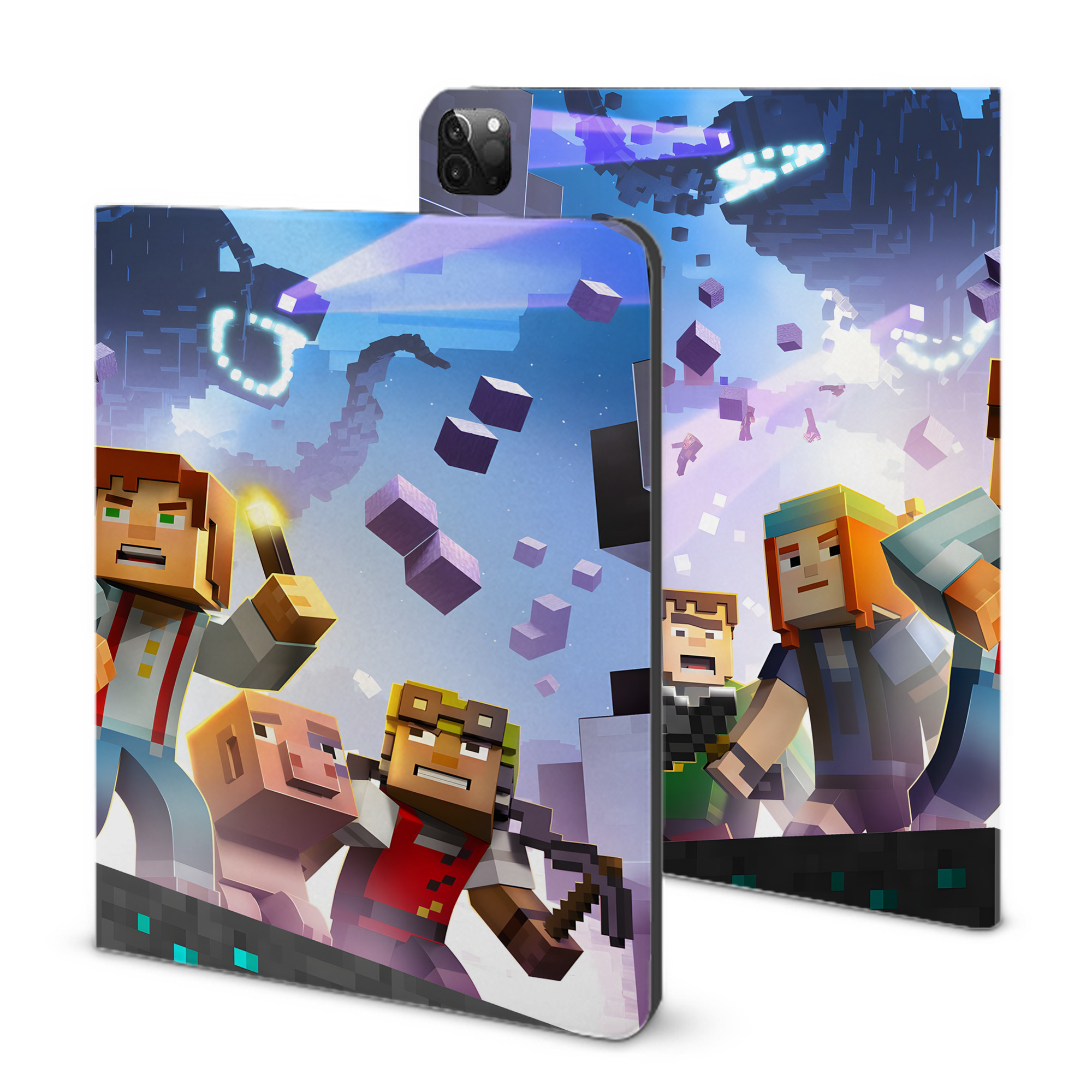（画像用） マインクラフト ブロックの世界 Minecraft MC Block world IPadケース ペンホルダー付き ブックスタイルデザイン